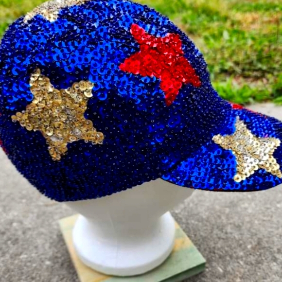Rare Vintage 80s Sequins Star Cap - Picture 2 of 3